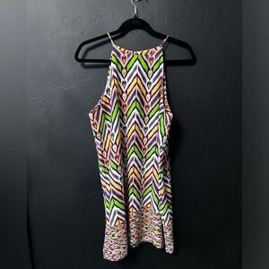 Meghan Los Angeles Geometric Spaghetti Strap Keyhole 
Neck Mini Dress Size: S